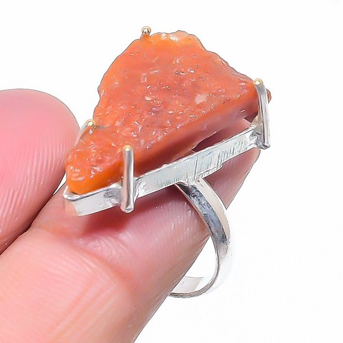 Cornalina Rough Piedra Preciosa Hecho a Mano 925 Plata de Ley Joyería Ring Talla - 第 1/5 張圖片