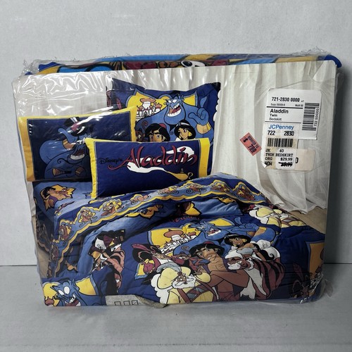 Aladdin Walt Disney VTG Twin Bedskirt 39x75” Genie, Abu, Blue Made In USA Rare - Picture 9 of 15
