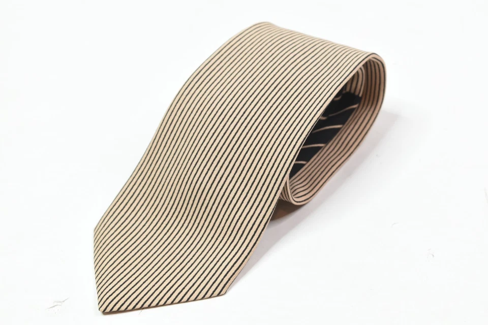 Corbata de Colección Stefano Ricci para Hombre Beige Negro Rayas 100% Seda Hecha en Italia Foto 2 de 4