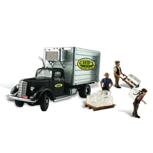 Woodland Scenics AS5557 HO-Skala Chip's Ice Truck mit 3 Herren Eis schleppen - Bild 1 von 1