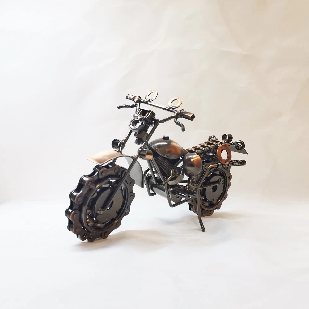 Handmade Recycled Art Dirt Bike Scrap Metal Sculpture Motorbike Motorcycle Model