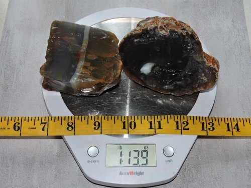 BRAZILIAN AGATE PAIR. COLORFUL STONE Lapidary Gems. (1 pound 13oz total) - Picture 14 of 24