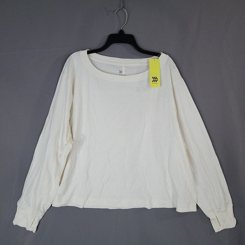 All In Motion Women's Pullover Sweater Thumbholes Long Sleeve Cream Size 2X