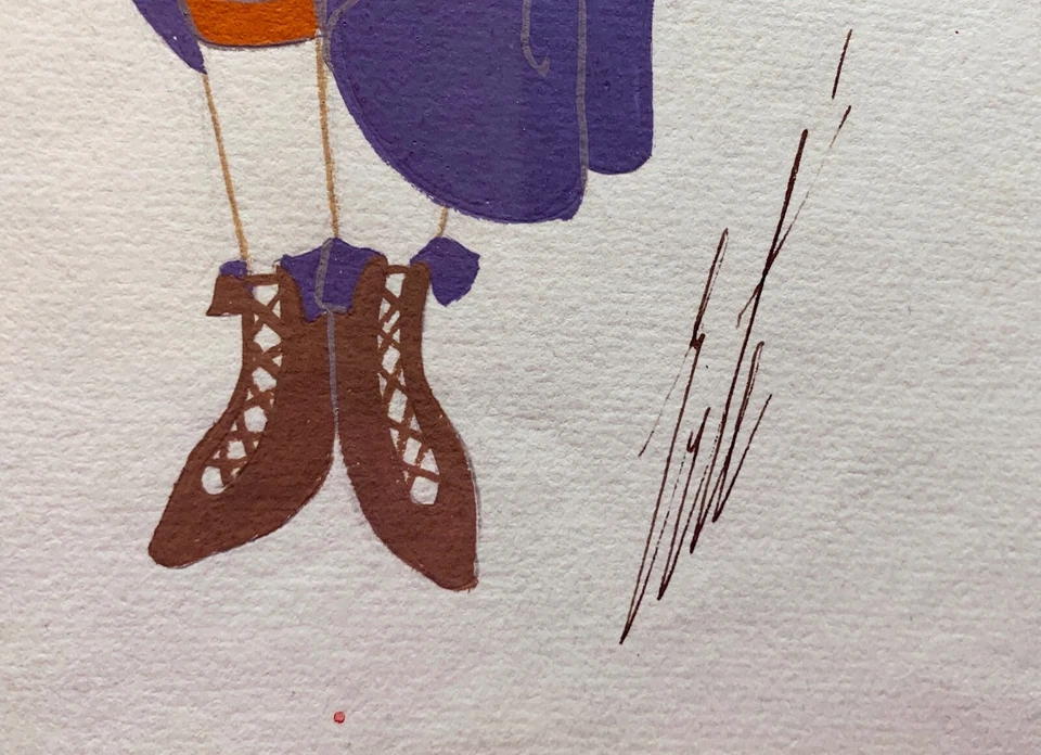 Pintura Original ERTE, Gouache sobre Papel "Claude", Firmada, Certificado de Autenticidad Foto 3 de 4