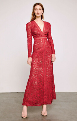 最終SALE! BCBGMAXAZRIA Lace Dress NWT BCBG MAX AZRIA $528 RED MOSAIC CROCHETED LACE DEEP