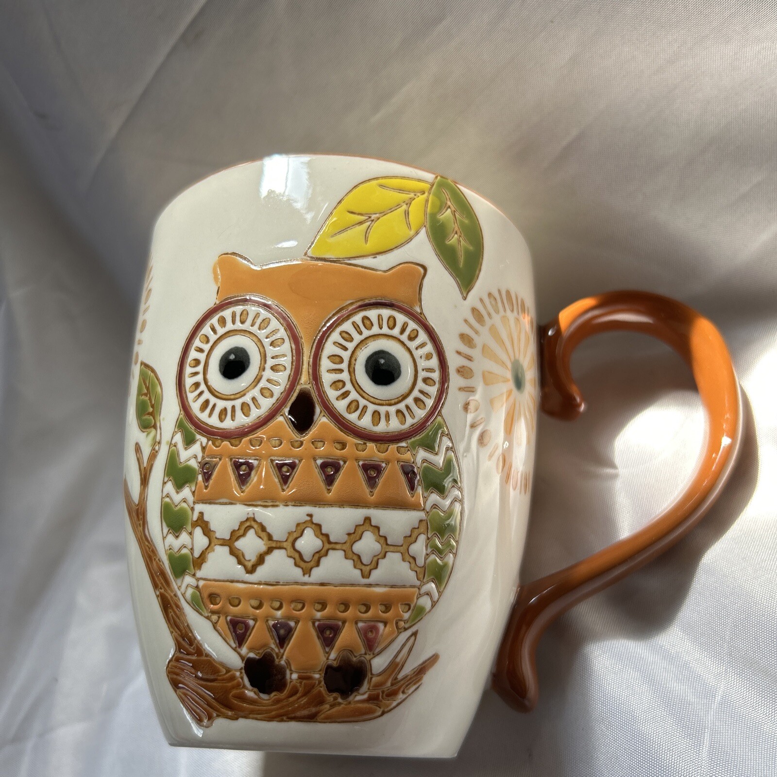 Owl Branch Leaves 16 Oz Mug for Coffee Tea Hot Chocolate Happy