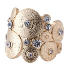 Chelsea Adjustable Stretch Bling Crystal Gold Cocktail Ring Bulk Discounts