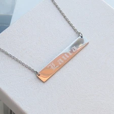 Custom Engraved Bar Necklace – Nameplate Gift, Gold/Silver/Rose Options