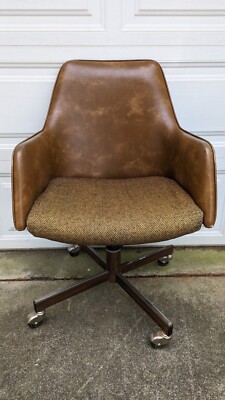 Vintage 70s JANSKO Mid Century Modern Eames Vinyl Rolling Office Bucket  Chair