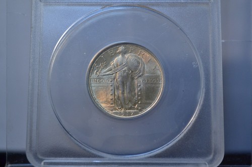 1917 25C VAR 1 STANDING LIBERTY QUARTERS ANACS MS63 FH UNITED STATES SILVER COIN - Picture 2 of 4