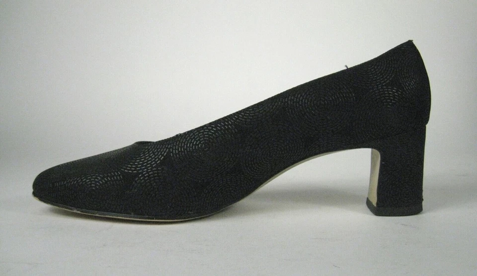 Zapatos Selby Negro Tela Bomba Mujer Patrón Puntada Talla 7 1/2 EE. UU. A Ancho 7.5 Foto 3 de 4