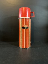 Vintage 1969 King Seeley Thermos Red Stripes No 2210 with Cup Stopper Filler