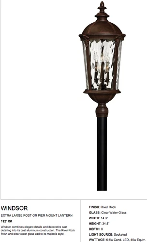 HINKLEY | 6 LIGHT STREET POST LAMP TOP ✪NEW✪ 1921RK RIVER ROCK WINDSOR RARE USA - Picture 4 of 13