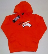 DENVER BRONCOS HOODED SWEATSHIRT HOODIE YOUTH S M L XL BOYS ORANGE COTTON BLEND