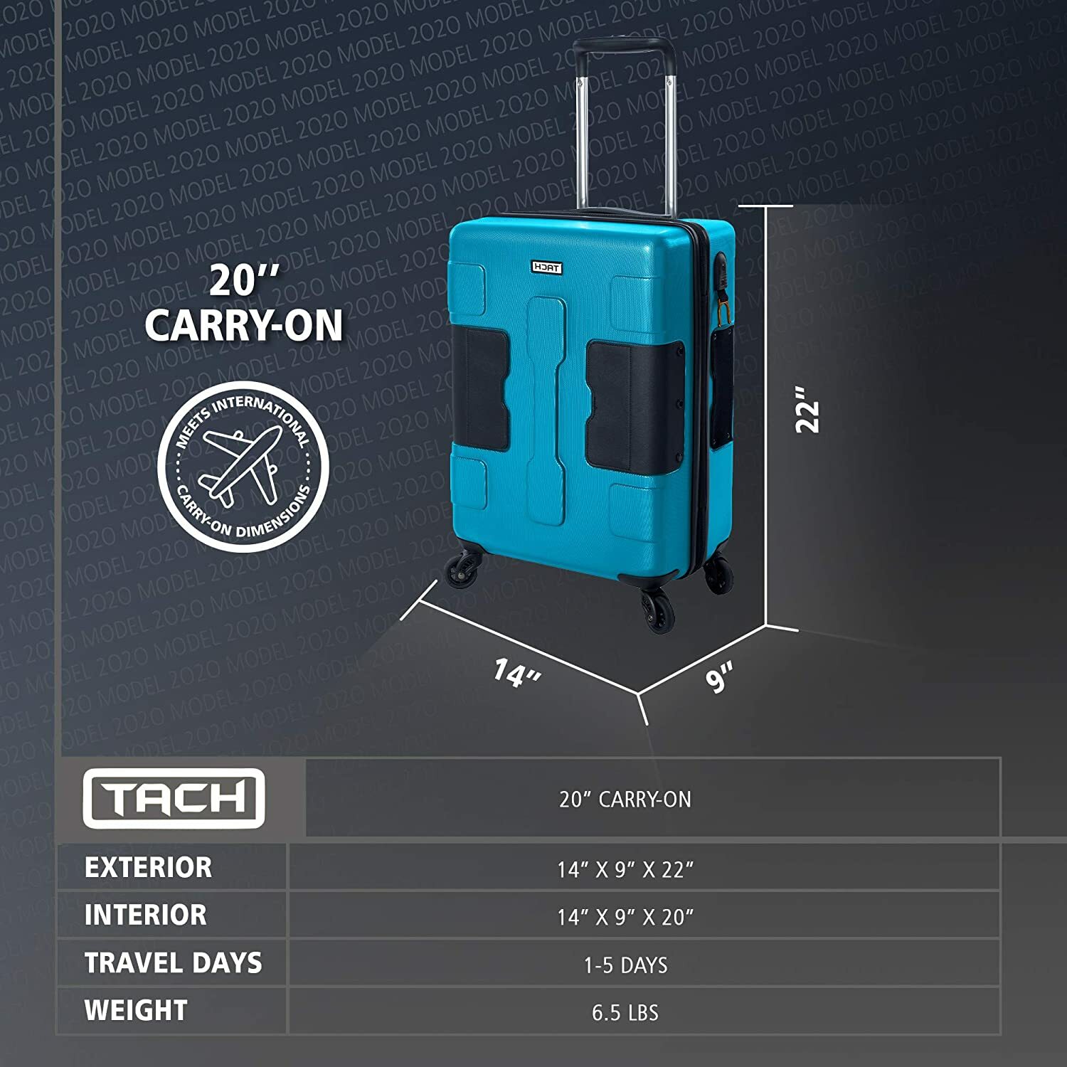 TACH V3 Connectable Hard Shell Carry On Suitcase Luggage Bag, Sky Blue