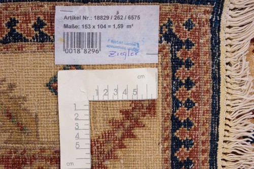 Afghan Chobi Ziegler Teppich Handgeknüpft 100x150 Beige Orientalisch Wolle - Picture 6 of 6