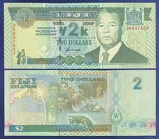 FIJI 2 DOLLARS 2002 P-102 GEM UNC 2000 Millennium Commemorative Issue Y2K