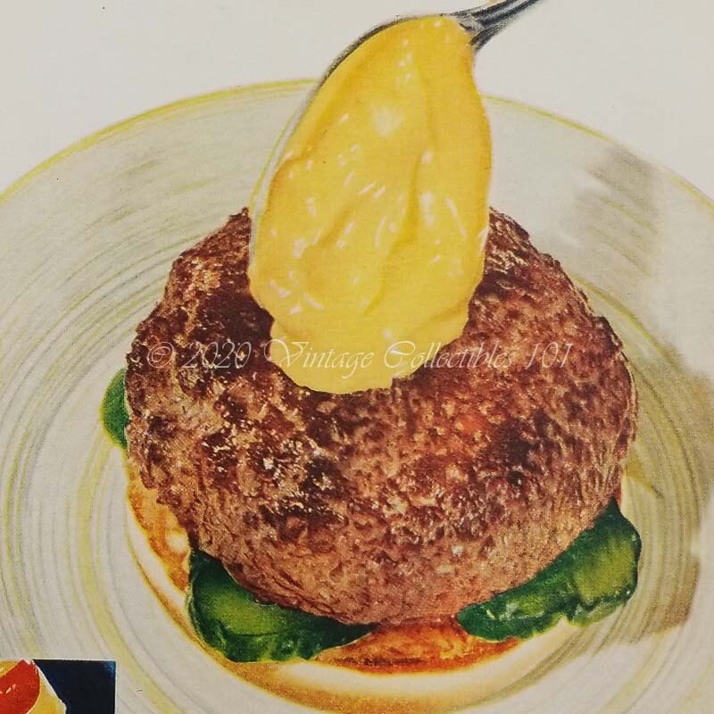 Cheez-Wiz 1956 Hamburguesa Hot Dog Comida Cocina Foto Arte Decoración Anuncio impreso de colección