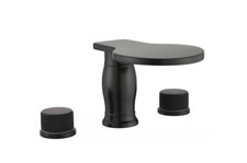 Double Handle Waterfall Circular Tub Faucet Matte Black