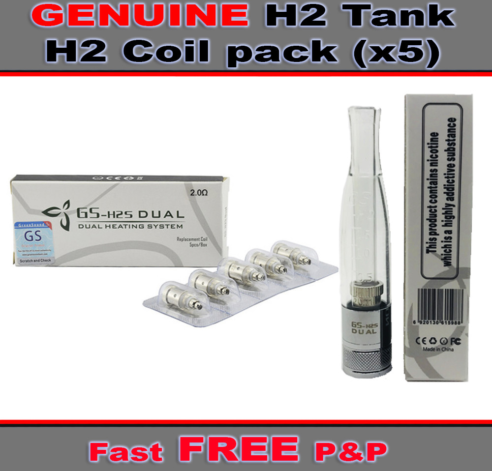 Genuine h2 GS H2S DUAL CORE Atomizer /2.0 ohm Coil pack E SHISHA Vape UK |  eBay UK