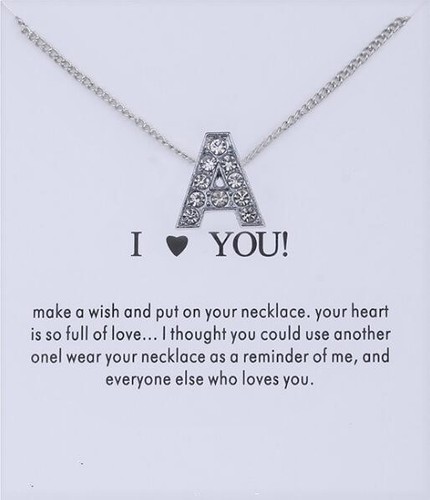 Silver Crystal Rhinestone Letter Charm 