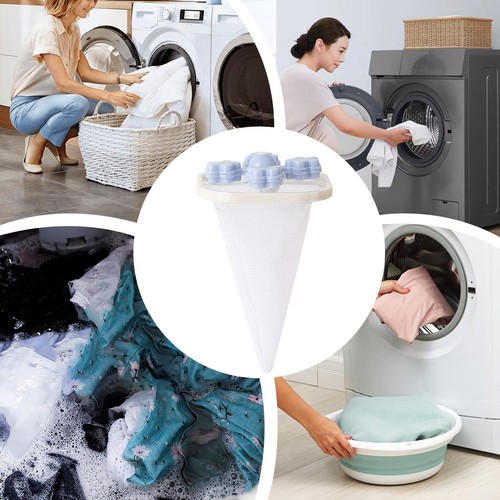 2Pcs Washing Machine Hair Filter Floating Pet Lint Hair Removal Catcher Reusable - Picture 3 of 14