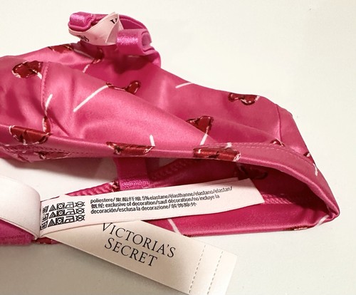 Victoria's Secret Bralette XS Tease Inalámbrico Triángulo Rosa Satinado Piruletas - Imagen 5 de 6