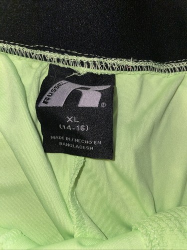 Russell Neon Green Black accents Boys Shorts Size XL (14-16) NEW Polyester - Picture 6 of 10