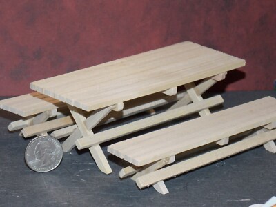 Dollhouse Miniature Garden Picnic Table 1:12 one inch scale Dollys Gallery C84