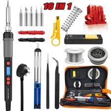 90W Soldering Iron Kit Electronics Welding Irons Solder Tools Adjustable Wire UK