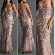 $698 Mac Duggal 20544 Womens Size 6 Light Pink Silver Strapless Gown Maxi Dress