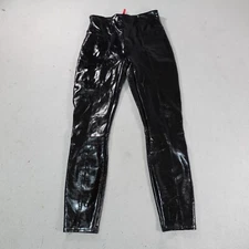 Spanx Legging Womens Medium Black Faux Leather Shaping High Waist Gloss Patent