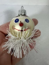 Vintage Blown Glass Christmas Ornament CLOWN HEAD Snowman DAMAGE BODY LOOK