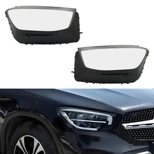 Pair L+R Headlight Lens Cover For 2020-2023 Benz GLC Class Headlight Models Only