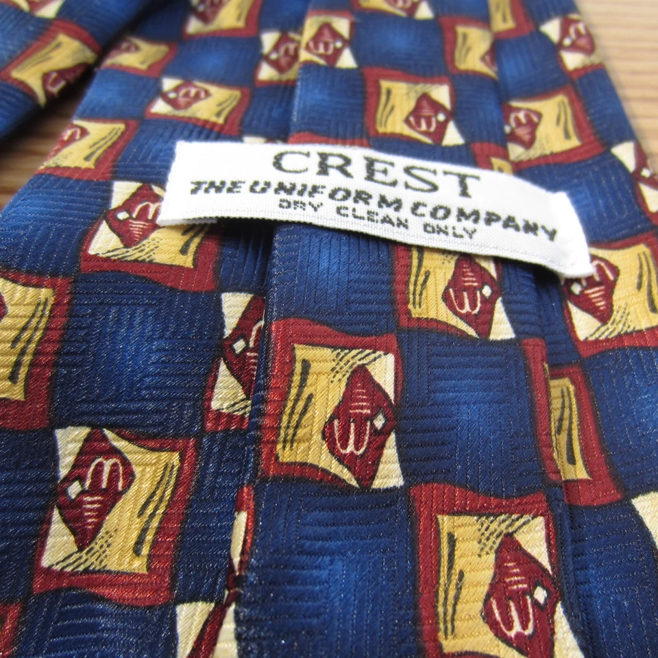 McDonald’s Monograma Gerente’s Corbata Crest Uniform Company Dorado Azul 4x56” Foto 2 de 4