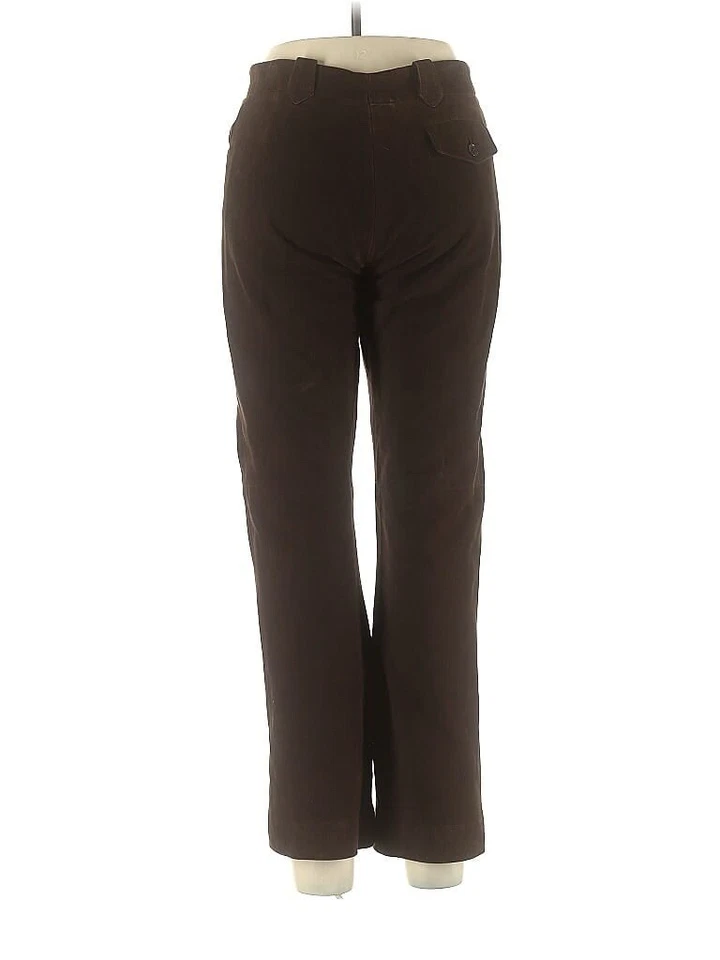 Pantalones rectos Ralph Lauren Collection marrón chocolate cordero gamuza cuero 10 Foto 4 de 4