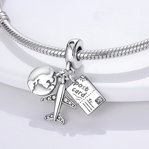 2025 Airplane Luggage Camera Charms CZ For Beacelets Necklace 925 Silver Plated - Picture 151 of 182