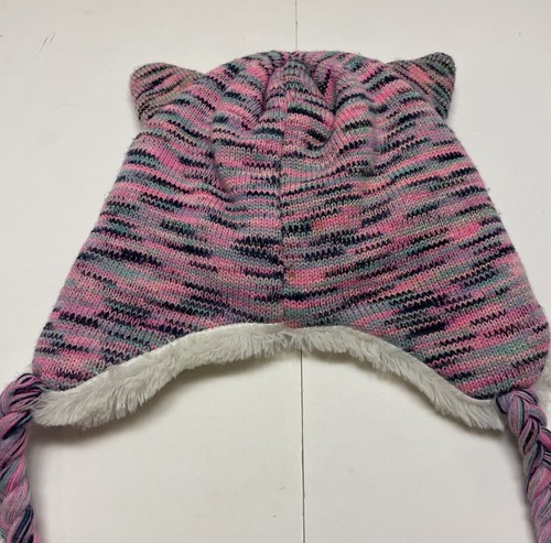 Capelli New York Little Girls Fleece Lined Ski Hat Cat Pink Striped Glitter S/M - Picture 9 of 16