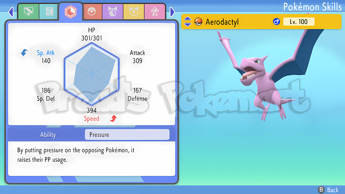 Pokemon Brilliant Diamond and Shining Pearl Aerodactyl 6IV-EV