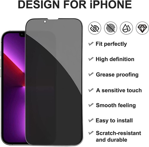 3-Pack Privacy Anti-Spy Screen Protector For iPhone 17 16 Pro Max 16e 15 14 13 - 第 2/11 張圖片