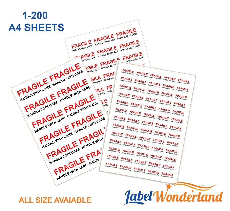 FRAGILE Handle With Care Labels Self Adhesive Small, Medium, Large Stickers