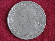 1903 Guadeloupe One (1) Franc - VF