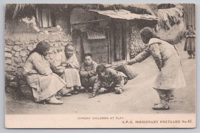 Korea Corean Children at Play SPG Missionary Postcard No 62 Rare Street Village