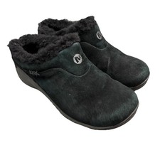 Merrell Encore Q2 Clogs Womens 6 Black Suede Shearling Lined Slip On Winter Shoe