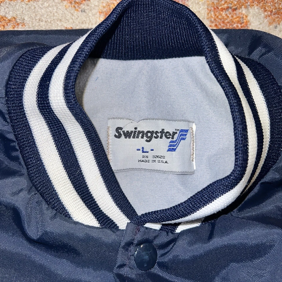 VTG 80s 90s MLB New York Yankees Swinger Satin Bomber Jacket Sz L Made In USA - Image 4 of 4