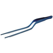 JB Prince Blue Offset Fine Tip Tweezer 7.8" Stainless Steel Plating Garnishing