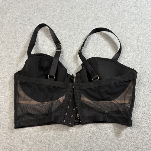 Victoria's Secret Halter Bra Women 36C Black Lace Bustier Lace Zipper Front Sexy - Picture 2 of 10