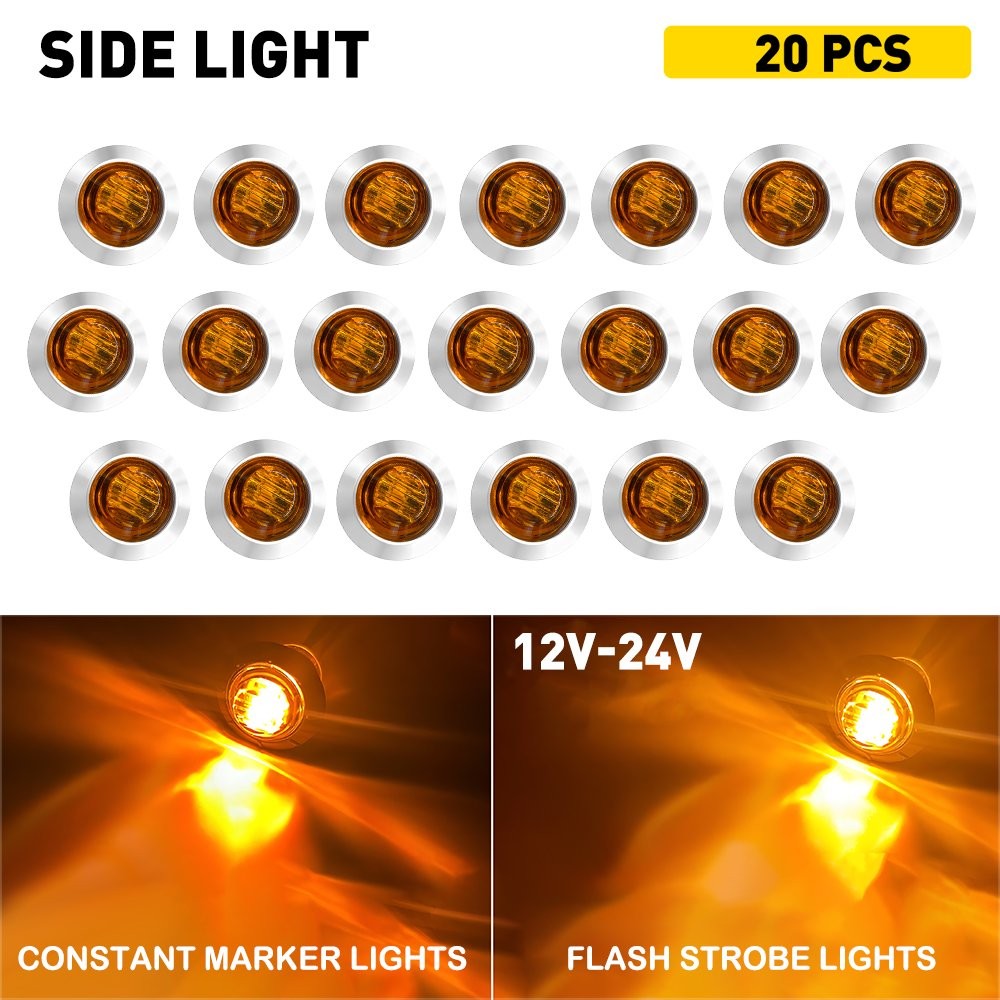 20X 3/4" Strobe+Steady Amber LED Marker Lights Warning Flash Lamp ATV UTV RV van thumbnail 14