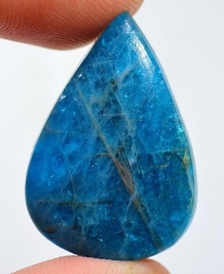 44 Ct 7X22X31 mm Natural Translucent Neon Apatite Pear Cabochon Gemstone HN-160