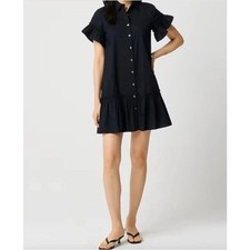 J Crew Ruffle Hem Shirtdress Women's 8 Petite Black